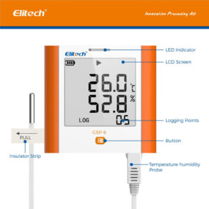 Elitech gsp-8 Temperature and humidity data logger recorder 100000 points refrigeration cold chain