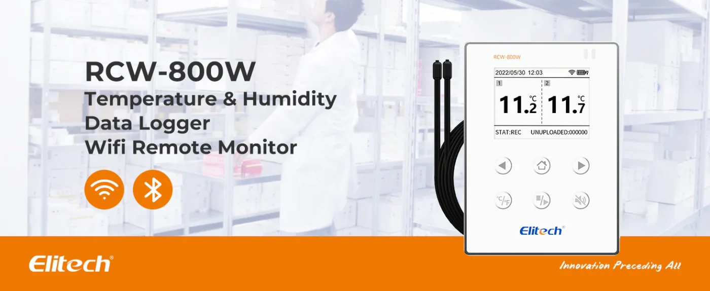 Elitech Wireless Digital Data Logger Remote Real-Time Temperature Monitor Cloud Data Storage SMS/Email/APP/Web Alarm, WiFi Dual External Temp Probe, RCW-800W-TDE(-40~176℉) with FREE Cloud Service | Caresource Global Banner