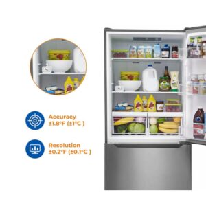 Elitech Fridge Thermometer Digital Freeze Refrigerator Thermometer Waterproof Large LCD Display Max/Min Record Function TM-2T | Caresource Global