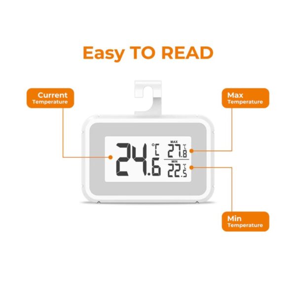 Elitech Fridge Thermometer Digital Freeze Refrigerator Thermometer Waterproof Large LCD Display Max/Min Record Function TM-2T | Caresource Global