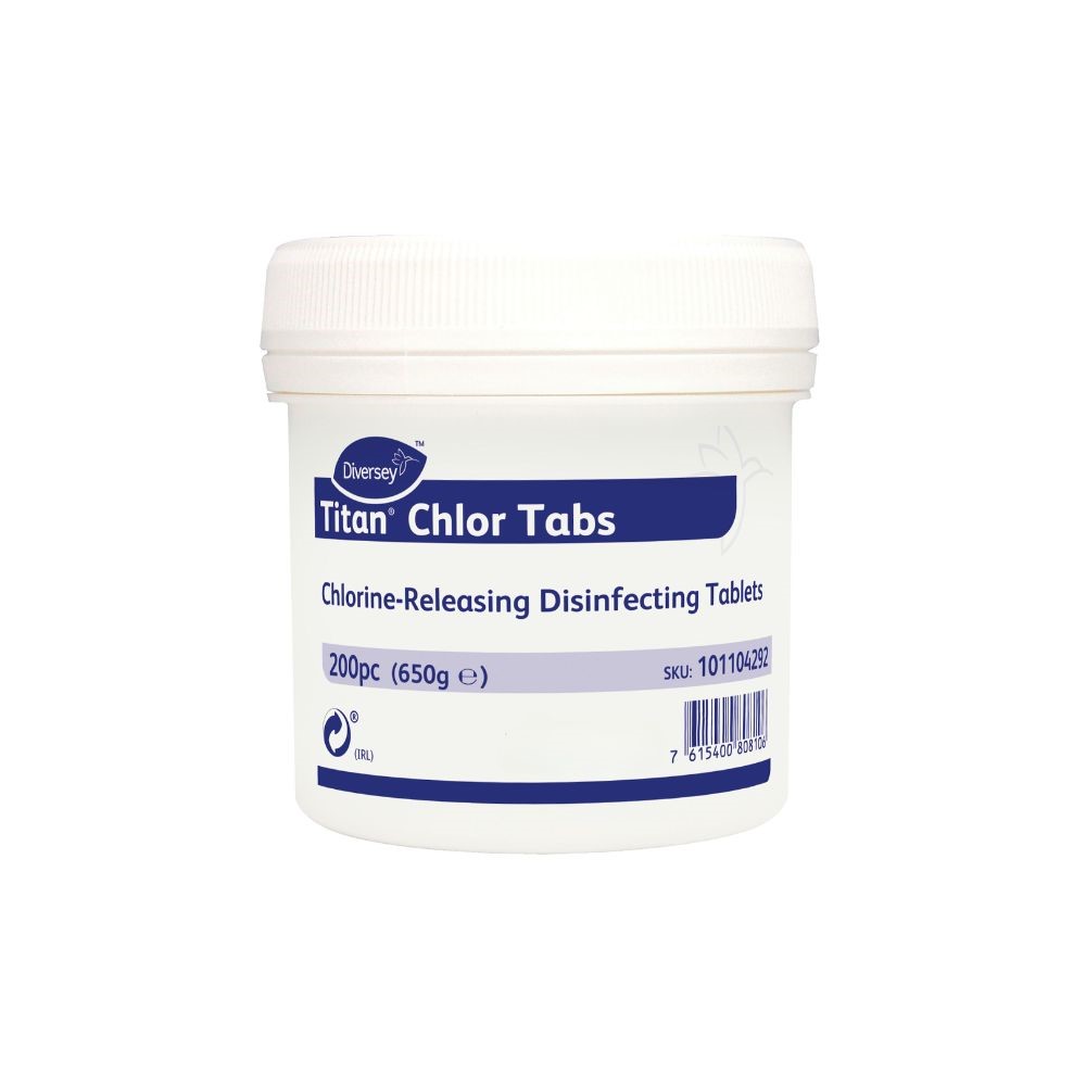 Titan Chlor Tabs, Chlorine-releasing sanitising tablets 200pc (500g) - Caresource Titan Chlor Tabs, Chlorine-releasing sanitising tablets 200pc (500g) | Caresource Global