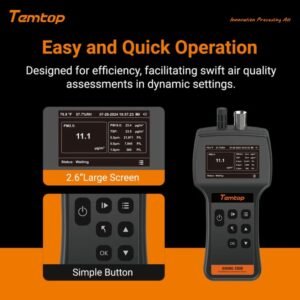 Temtop Airing 2000 3-channel Handheld Particle Counter Dust Monitor with Pumped PM Sensor, Three Outputs of Particle Numbers 0.3μm, 0.5μm, 1.0μm, Concentrations of Three Particles Types PM2.5, PM10, TSP, Temp & Humidity Detector | Caresource