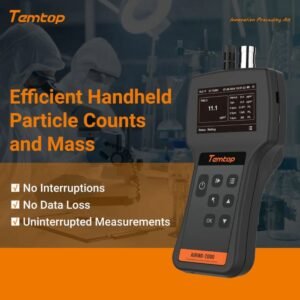 Temtop Airing 2000 3-channel Handheld Particle Counter Dust Monitor with Pumped PM Sensor, Three Outputs of Particle Numbers 0.3μm, 0.5μm, 1.0μm, Concentrations of Three Particles Types PM2.5, PM10, TSP, Temp & Humidity Detector | Caresource