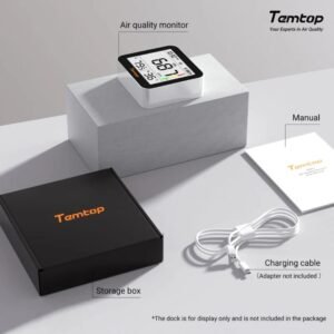 Temtop C10 2nd E-Ink Display CO2 Monitor Indoor Air Quality Monitor for CO2, Temperature and Humidity with App and Data History | Caresource