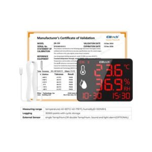 Elitech High Accuracy Digital Hygrometer Thermometer Data Logger 30000 Points, Humidity Temperature Monitor With Calibration Certificate for Audit, For Greenhouse/ Warehouse/ Lab/ Hospital DR-230W-THDE - Caresource