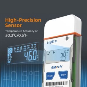 Elitech USB Digital Temperature Data Logger (-30 ~ 70°C/ -22 ~ 158℉) Accuracy of±0.3℃/±0.6℉, Reusable Recorder with Shadow Data 16000 Points, Auto PDF Report, for Windows/MacOS, LogEt8 | Caresource