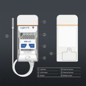 Elitech USB Digital Temperature Data Logger (-30 ~ 70°C/ -22 ~ 158℉) Accuracy of±0.3℃/±0.6℉, Reusable Recorder with Shadow Data 16000 Points, Auto PDF Report, for Windows/MacOS, LogEt8 | Caresource