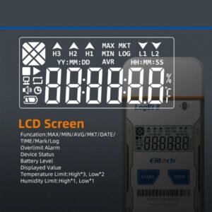 Elitech USB Digital Temperature Data Logger (-30 ~ 70°C/ -22 ~ 158℉) Accuracy of±0.3℃/±0.6℉, Reusable Recorder with Shadow Data 16000 Points, Auto PDF Report, for Windows/MacOS, LogEt8 | Caresource