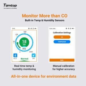 Temtop LKC-1000C Portable CO Detector with TFT Color LCD Screen, USB Data Export, Calibration, and Adjustable Alarm Threshold | Caresource