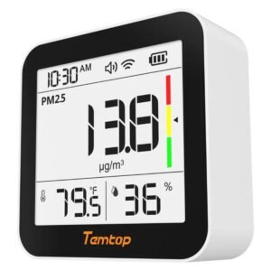 Temtop M10+ WIFI Air Quality Monitor, Rechargeable CO2 Detector with PM2.5 TVOC AQI Temperature and Humidity, 6-in-1 Indoor Pollution Meter with App Control, Data Export, E-ink Screen for Home Office | Caresource