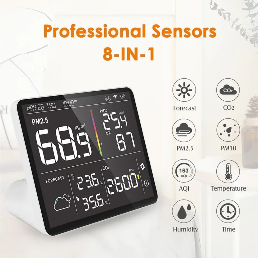 M100 | 2 Temtop M100 Indoor CO2 Meter & Air Quality Monitor 8 in 1 Integrated Sensor | Caresource