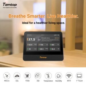 Temtop M100 2nd WiFi Air Quality Monitor – 7” Touch Screen Indoor CO2, PM2.5, PM10, TVOC, Temperature & Humidity Detector, Smart Multi-Room Air Analyzer with LoRa Expansion | Caresource