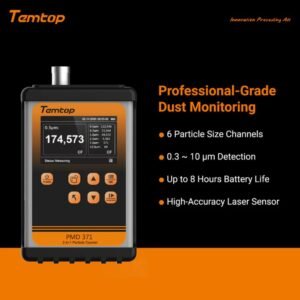 Temtop PMD 371 Aerosol Monitor Handheld Particle Counter Dust Monitor, Seven Outputs of Particle Numbers, Concentrations of Five Particles Types | Caresource