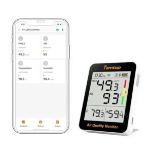 Temtop S1+ Bluetooth Indoor Air Quality Meter Temperature and Humidity AQI PM2.5 Monitor with APP Control | Caresource