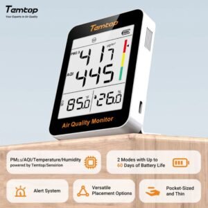 Temtop S1-up Indoor Air Quality Meter Temperature & Humidity AQI PM2.5 Monitor with Accurate Sensor | Caresource