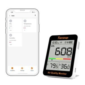 Temtop C1+ CO2 Monitor Indoor Air Quality Monitor for CO2, Temperature and Humidity with App and Data History | Caresource