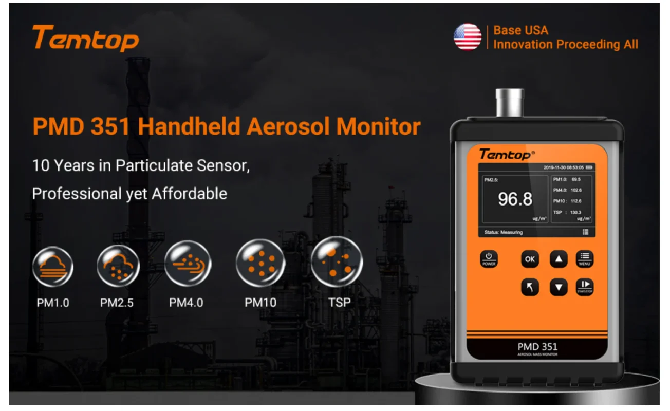 Temtop Handheld Particle Counter Particulate Meter for PM1.0:PM2.5:PM4.0:PM10:TSP PMD 351 | Banner | Caresource