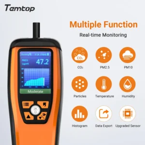 Temtop M2000C 2nd Generation Air Quality Monitor PM2.5 PM10 CO2 Data Export Audio Alarm Easy Calibration | Caresource