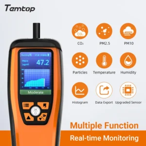 Temtop M2000C 2nd Generation Air Quality Monitor PM2.5 PM10 CO2 Data Export Audio Alarm Easy Calibration | Caresource
