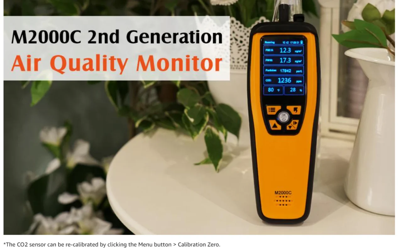 Temtop M2000C 2nd Generation Air Quality Monitor PM2.5 PM10 CO2 Data Export Audio Alarm Easy Calibration | Banner