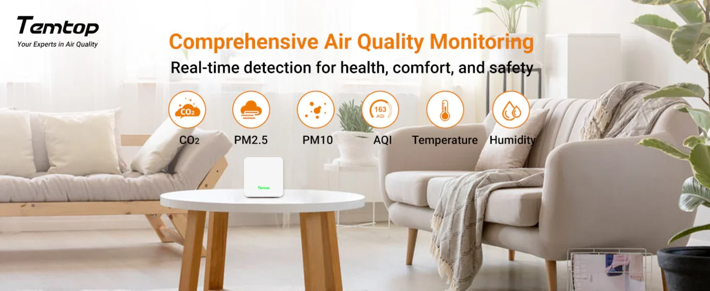 Temtop P1 Air Quality Monitor – PM2.5, PM10, Temp & Humidity Detector with Real-Time AQI & Bluetooth App | Banner - caresource