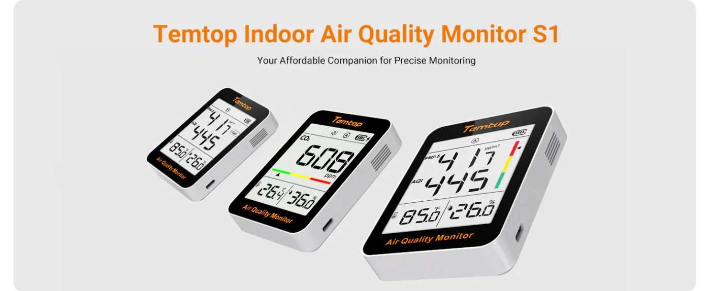 Temtop S1-up Indoor Air Quality Meter Temperature & Humidity AQI PM2.5 Monitor with Accurate Sensor | Banner | Caresource