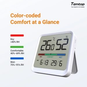 Temtop T1-SE Indoor Thermometer Hygrometer – Digital Room Temperature and Humidity Monitor with Comfort Indicator, ℃/℉ Switch, for Home, Office, Nursery | Caresource