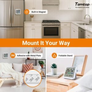 Temtop T1-SE Indoor Thermometer Hygrometer – Digital Room Temperature and Humidity Monitor with Comfort Indicator, ℃/℉ Switch, for Home, Office, Nursery | Caresource