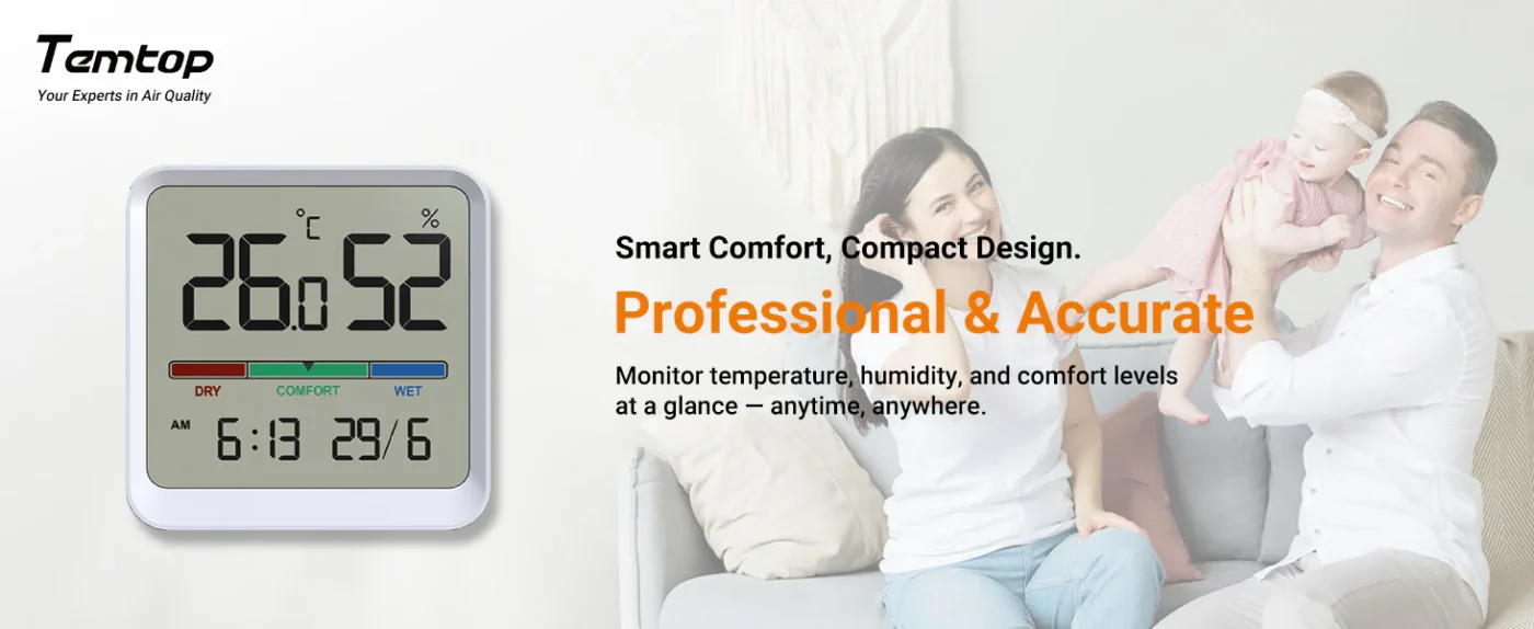 Temtop T1-SE Indoor Thermometer Hygrometer – Digital Room Temperature and Humidity Monitor with Comfort Indicator, ℃/℉ Switch, for Home, Office, Nursery- Banner | Caresource