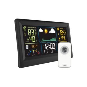 Temtop Weather Station W100 – Multifunctional Weather Station with Indoor/Outdoor Temperature, Humidity, Atmospheric Pressure, Weather Forecast, Moon Phase, and Alarm Features | Caresource