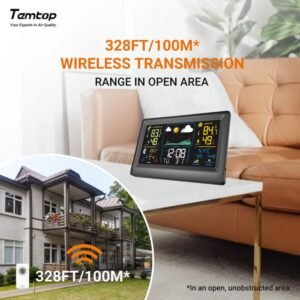 Temtop Weather Station W100 – Multifunctional Weather Station with Indoor/Outdoor Temperature, Humidity, Atmospheric Pressure, Weather Forecast, Moon Phase, and Alarm Features | Caresource