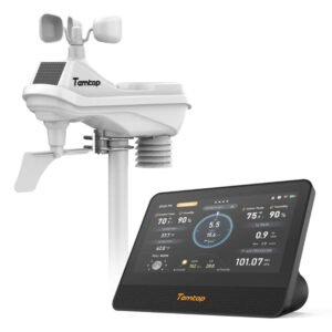 Temtop W100 WiFi Weather Station with Air Quality Monitor, 7" Touchscreen Indoor Outdoor Weather Station, PM2.5/PM10/CO2/TVOC Monitor, Rain Gauge, Wind Speed & Direction, UV, AQI Forecast | Caresource