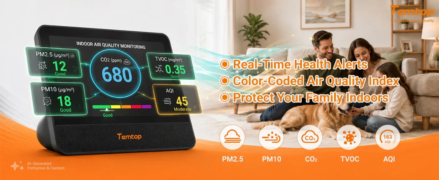 Temtop W100 WiFi Weather Station with Air Quality Monitor, 7" Touchscreen Indoor Outdoor Weather Station, PM2.5/PM10/CO2/TVOC Monitor, Rain Gauge, Wind Speed & Direction, UV, AQI Forecast | Banner - Caresource