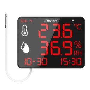 Elitech High Accuracy Digital Hygrometer Thermometer Data Logger 30000 Points, Humidity Temperature Monitor With Calibration Certificate for Audit, For Greenhouse/ Warehouse/ Lab/ Hospital DR-230/DR-230W | Caresource