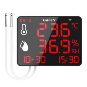 Elitech High Accuracy Digital Hygrometer Thermometer Data Logger 30000 Points, Humidity Temperature Monitor With Calibration Certificate for Audit, For Greenhouse/ Warehouse/ Lab/ Hospital DR-230/DR-230W | Caresource