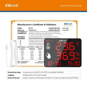Elitech High Accuracy Digital Hygrometer Thermometer Data Logger 30000 Points, Humidity Temperature Monitor With Calibration Certificate for Audit, For Greenhouse/ Warehouse/ Lab/ Hospital DR-230W-THE | Caresource